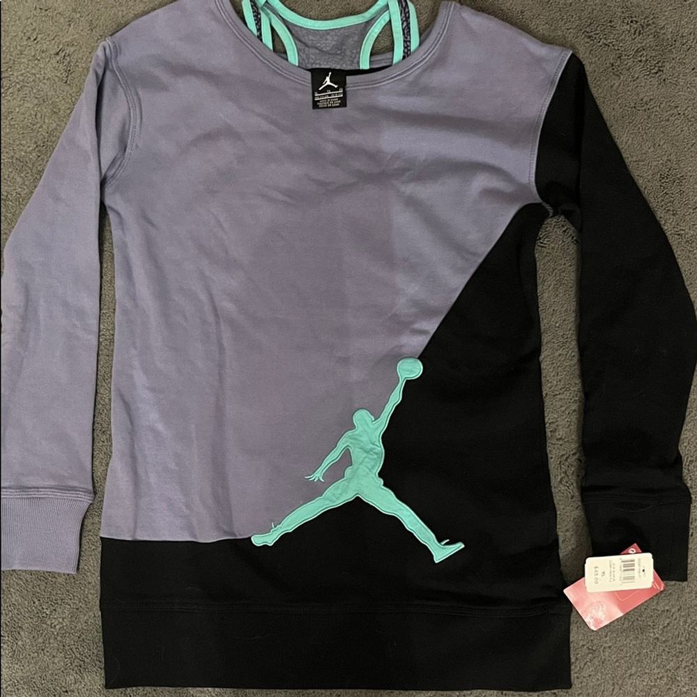 Jordan Brooklyn Fleece Teen Crew-Neck Sweatshirt Sky J Light Purple XL NWT RARE